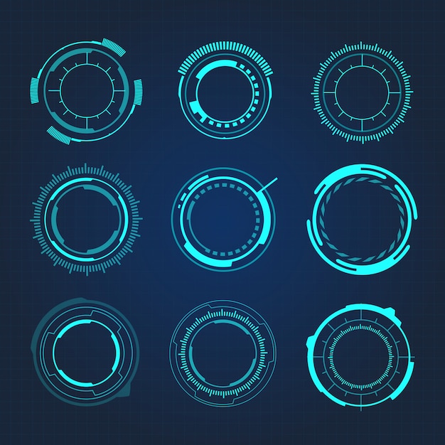 HUD Circular Hi-Tech Futuristic User Interface Vector Illustration