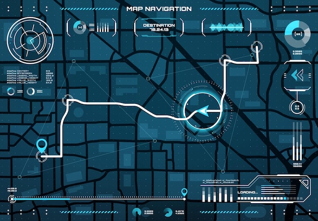 hud navigation interface with data to reach point