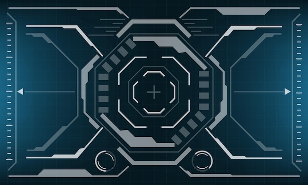 hud scifi interface screen white octagon geometric blue design futuristic technology display vector