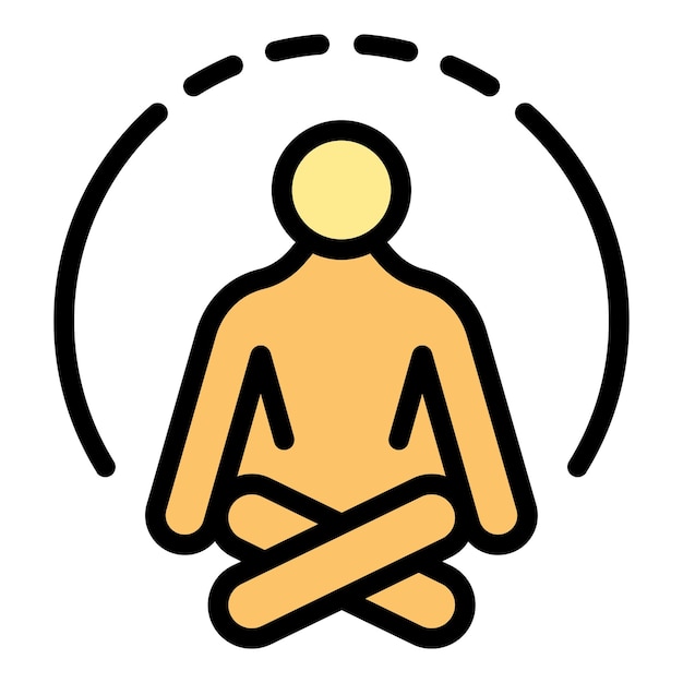 Human meditation icon Outline Human meditation vector icon for web design isolated on white background color flat