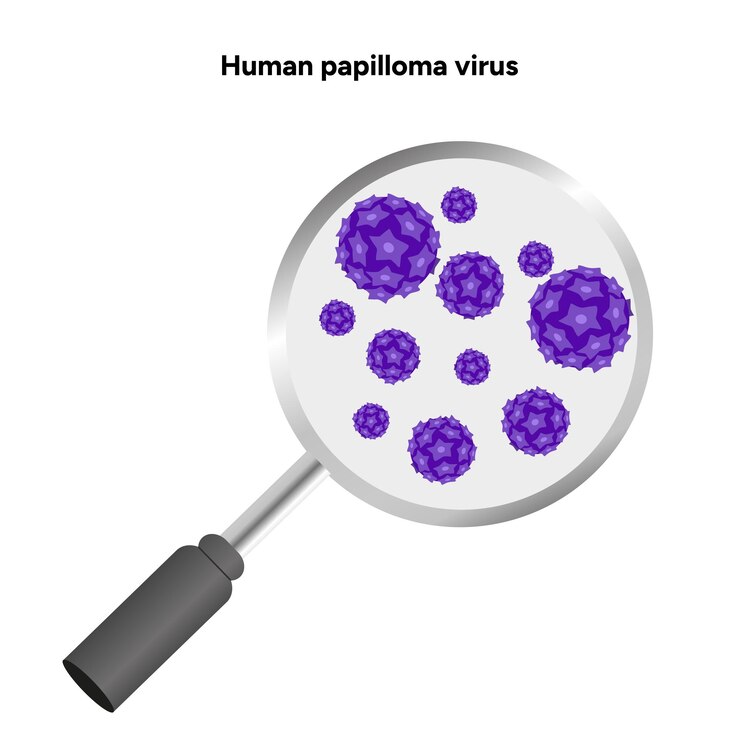 Vektor human papilloma virus in zoom view hpv in human