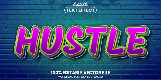 Hustle text, font style editable text effect