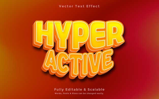 Hyper Active 3d text effect templet vector download