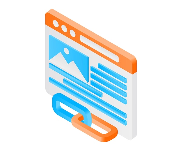 Hyperlink website page of isometric style