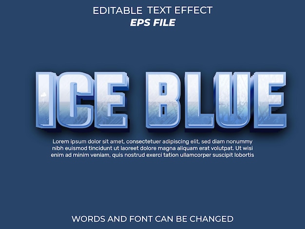 ice blue text effect font editable typography 3d text vector template