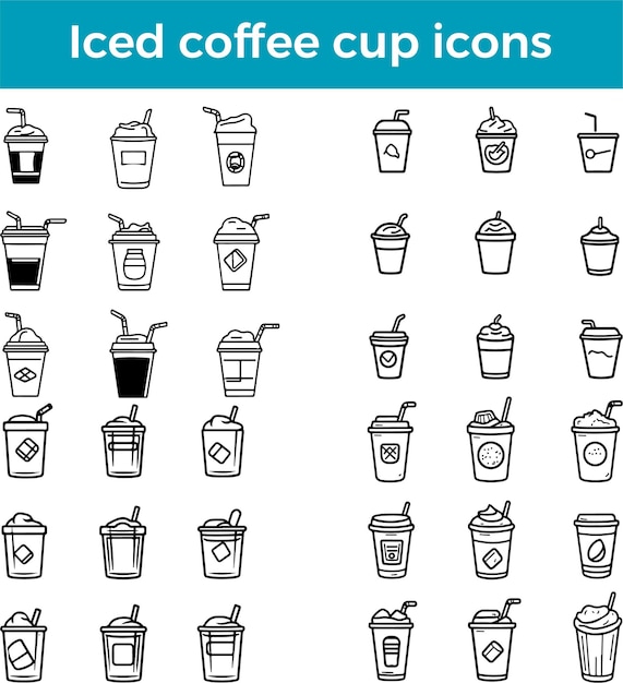 Iced coffee cup icon chilled brewed beverage refreshing drink vector summer indulgence illustration