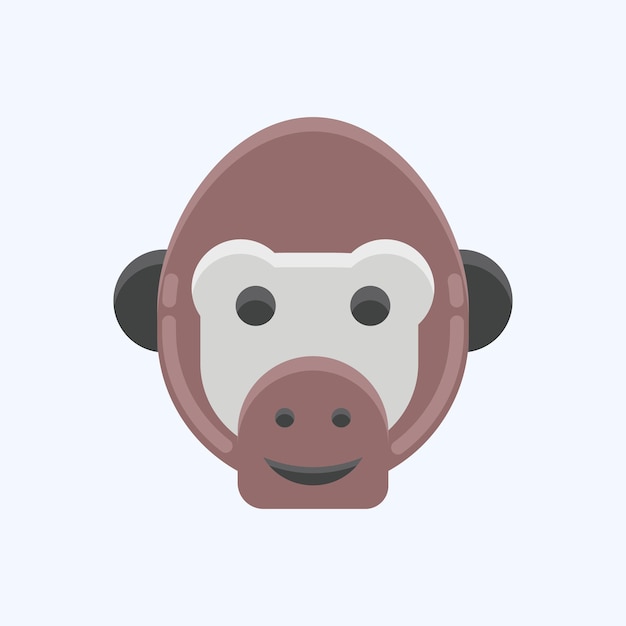icon chimpanzee related to animal head symbol flat style simple design editable