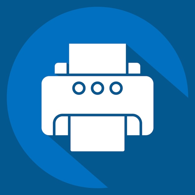 icon printer related to computer symbol long shadow style simple design editable