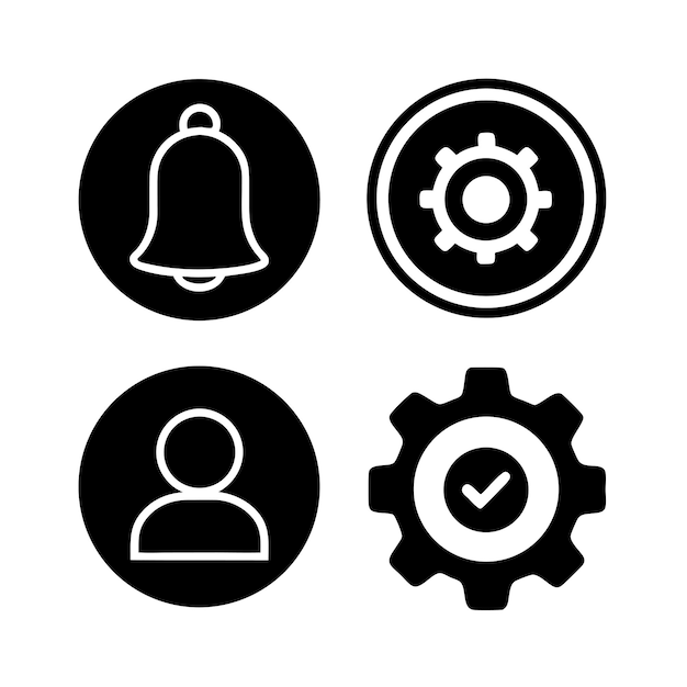 icon set for web applications notification settings profile and confirmation