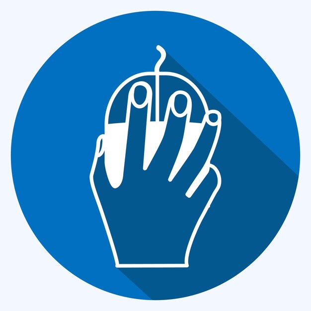 Icon Using Mouse suitable for Hand Actions symbol long shadow style design editable