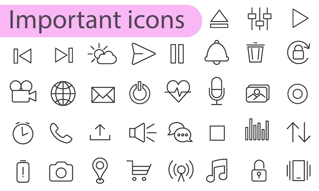 Icons are always needed Music and image settings interface Set of linear vector icons