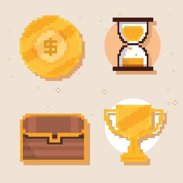 Icons set pixelated art