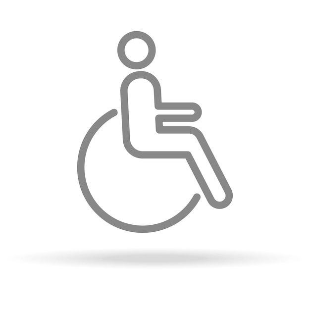 Ikona invalidity v moderním tenkém stylu čáry izolovaná na bílém pozadí, lékařský symbol pro vaše designové aplikace, logo, UI, vektorová ilustrace