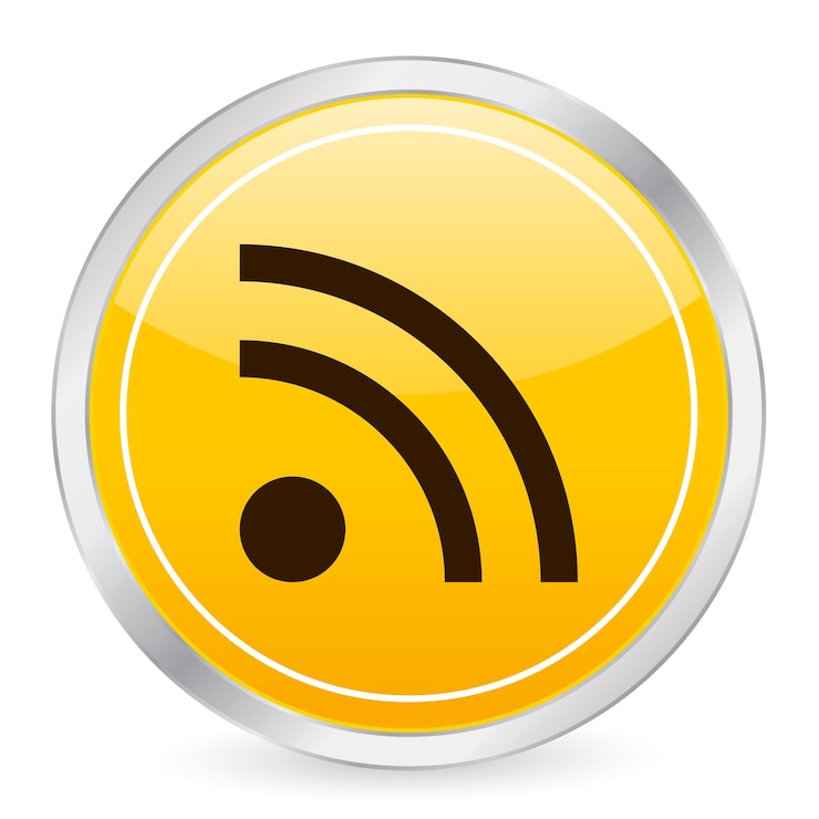 Vektor ikona rss v žlutém kruhu