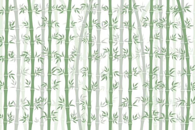 Illustration of bamboo stalks and leaves in shade of green color palette on white background can be