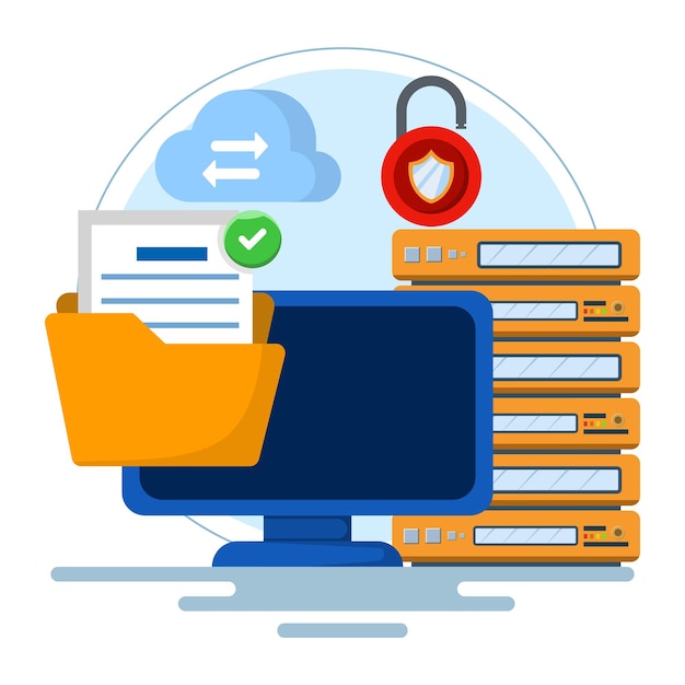 illustration of Cloud security system concept or Cloud server security or Data protection technology