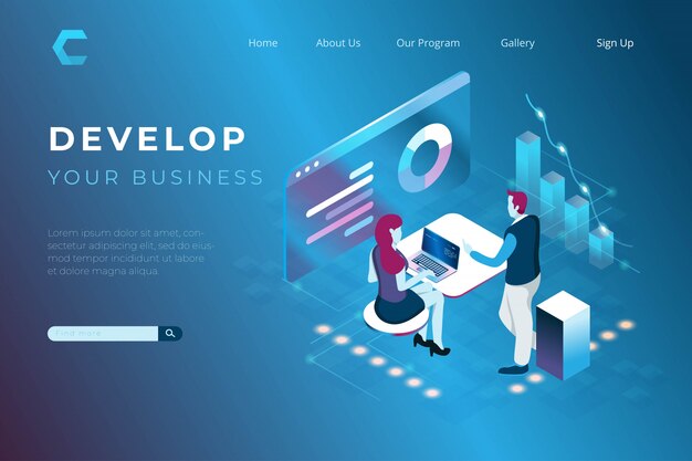 Illustration of data analysis and teamwork in isometric 3d style