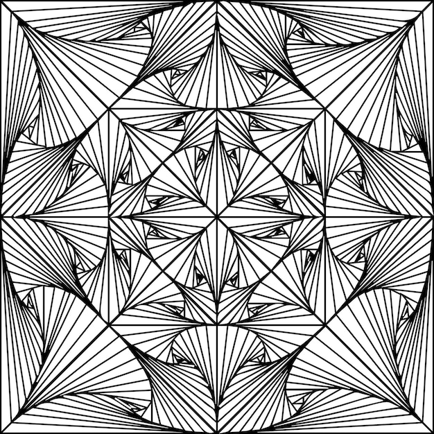 image of a black and white abstraction in a square in the form of a star flower