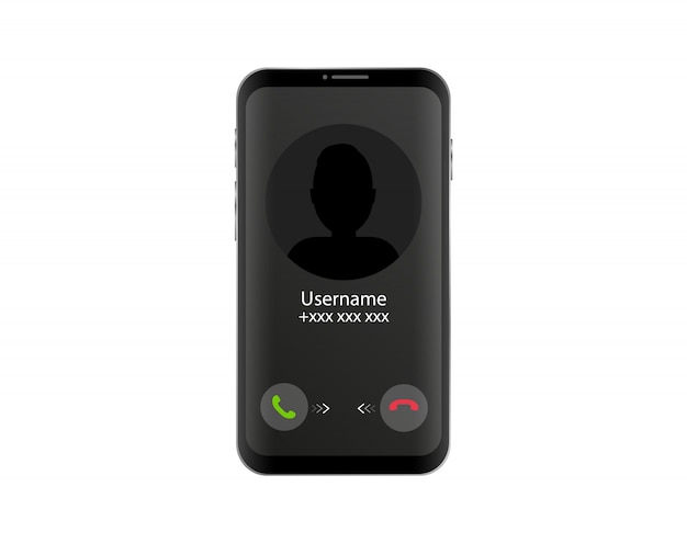 Incoming call on the phone. Interface screen phone with call. Flat style.