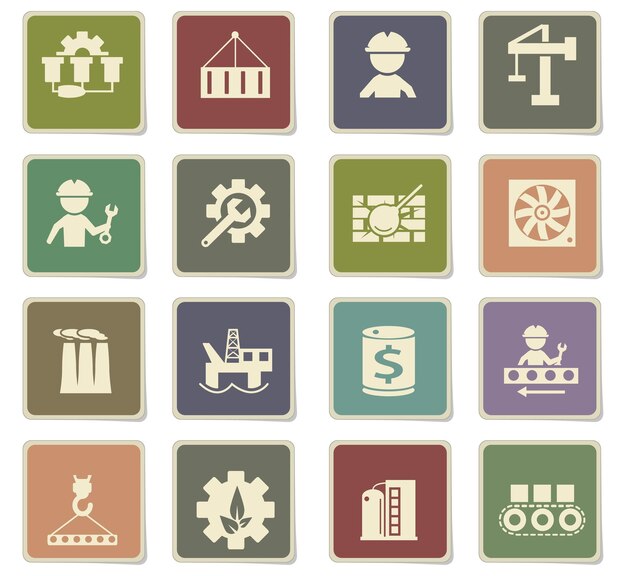 Industry icons on paper stickers