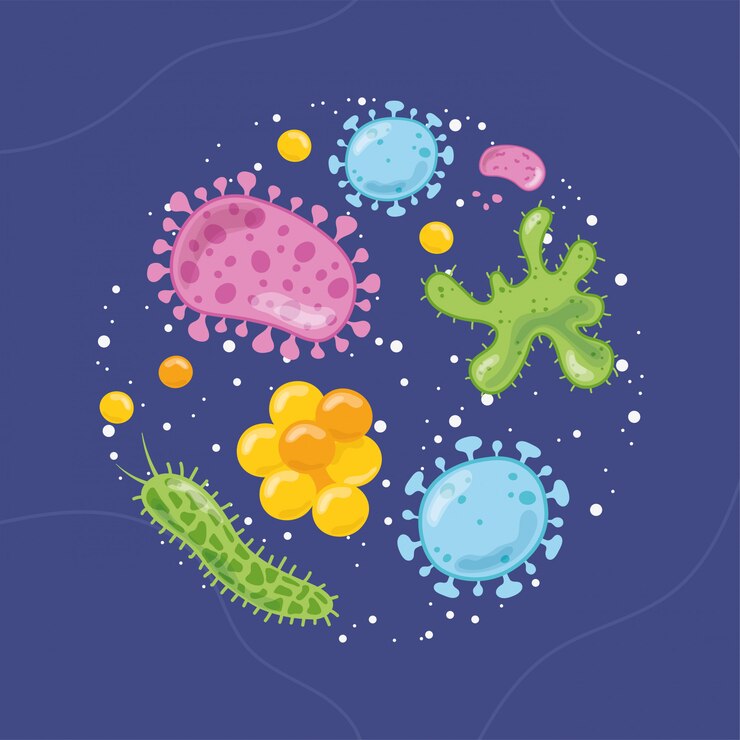 Vektor infekční virus koronavirus, zárodky, prvoci, mikroby, pandemický patogen