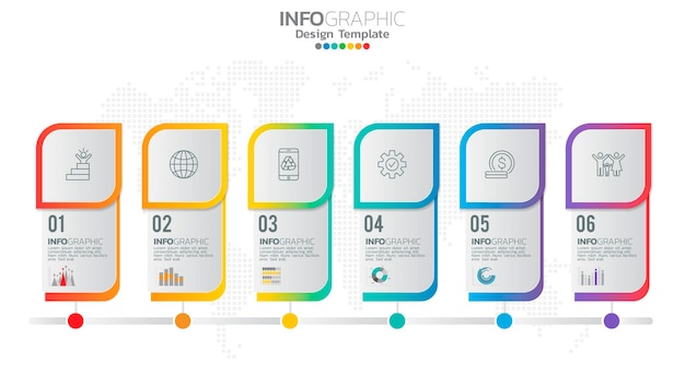 infograph 6 steps   element with number and chart diagram, business graph design.