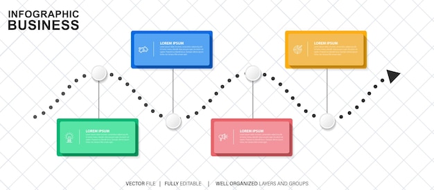 Infographic business horizontal timeline process chart template Vector modern banner used for prese
