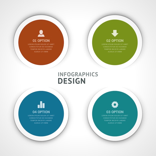 infographic data circles vector template marketing red information with green annotation and creative banner circle blue management optimization with successful application structure