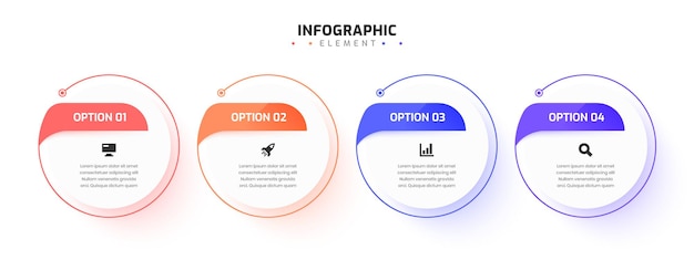 Infographic Element Design Templates with Icons and 4 Options Suitable for Process Diagram