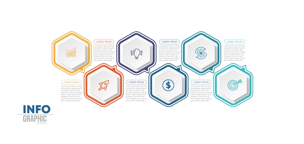 Infographic element with 6 options or steps. Can be used for process, presentation, diagram, workflow layout, info graph, web design.