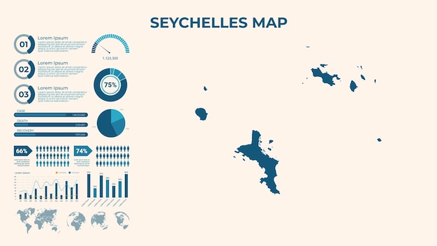 Infographic Map of Seychelles Vector Map of a global map in the form of regions of Seychelles