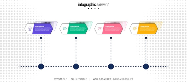 infographic template abstract tree with circles and 4 steps