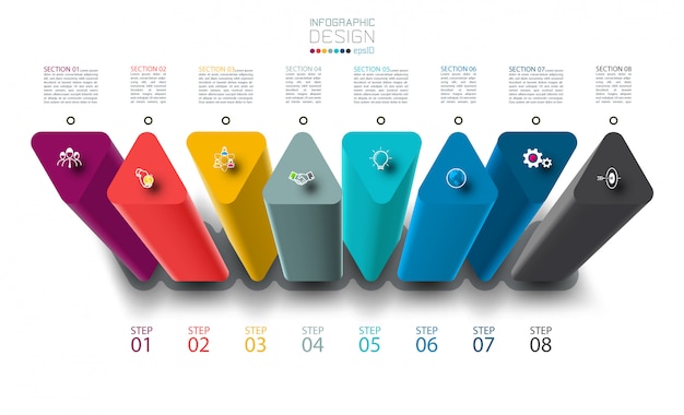 Infographic with triangle columns template