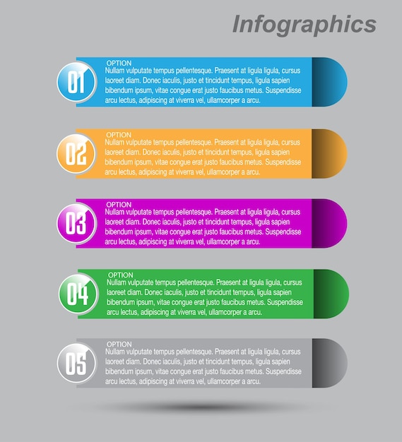 Infographics with steps and options banner for business design and website template