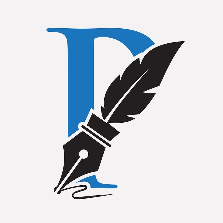 Vektor initial feather logo on letter p concept with ink symbol for law firm and attorney sign