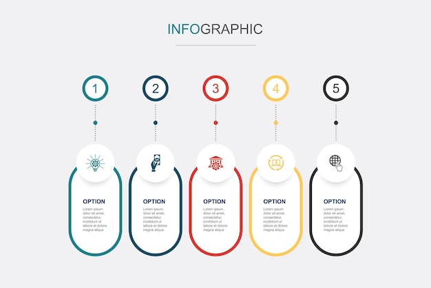 Innovation payment banking digital economy internet icons Infographic design template Creative concept with 5 steps