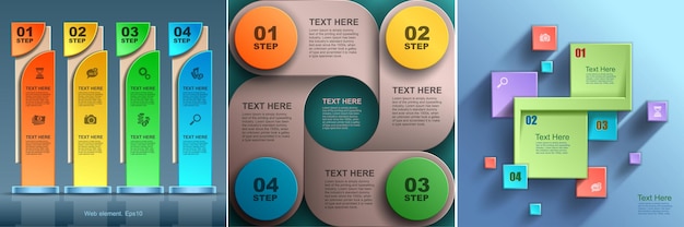 Innovative Infographic business backgrounds Global advertising strategies in business World map Modern gadgetStep up number options Abstract geometric background Vector illustration