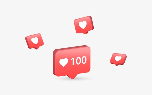 Instagram like icon background in 3d speech bubble heart bubbles for social media notification icons