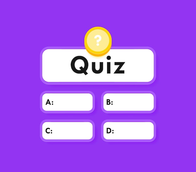 Intelectual quiz game pop up box with question mark and variants of answers