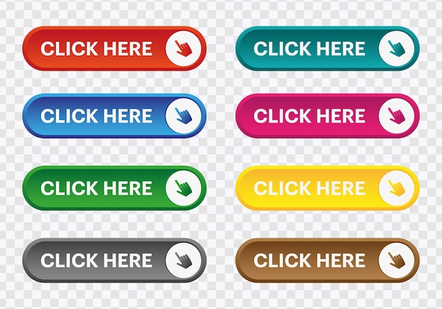 interactive click here button with hand icon for calltoaction