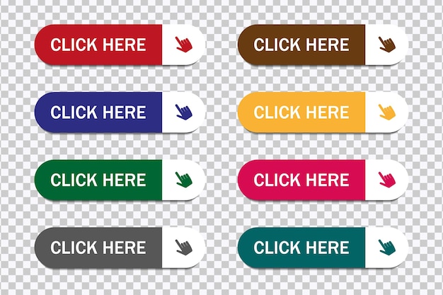 interactive click here button with hand icon for calltoaction