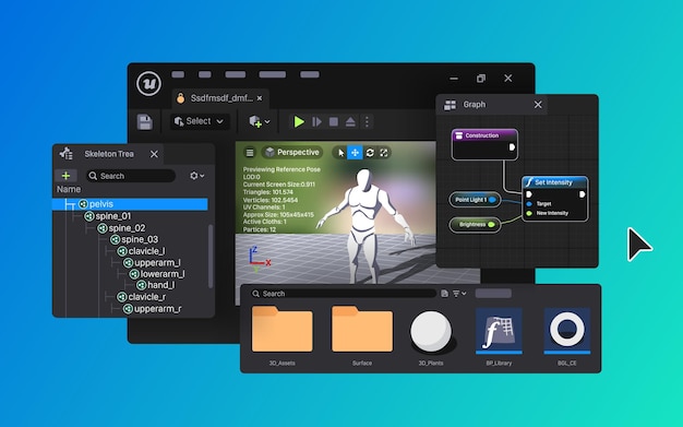 Interface 3D computer graphics Game Engine Video games creation Software vector illustration