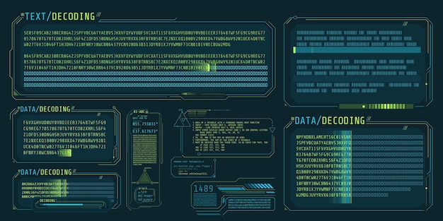 Interface of the program for processing and decoding big data Vector illustration