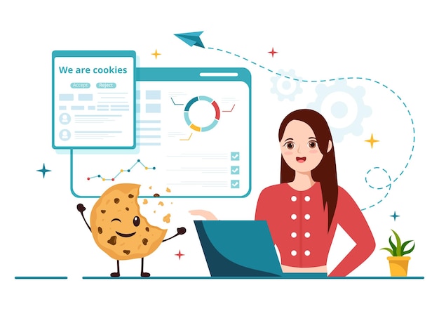 internet cookies technology illustration with track cookie record of browsing a website