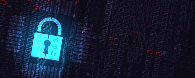 internet digital security technology concept for business background lock on circuit board