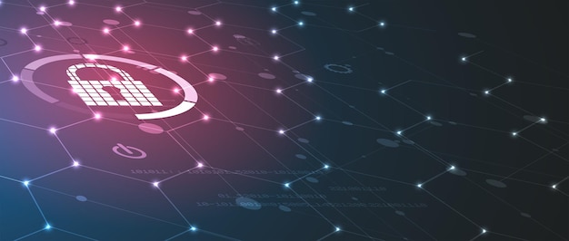 internet digital security technology concept for business background lock on circuit board