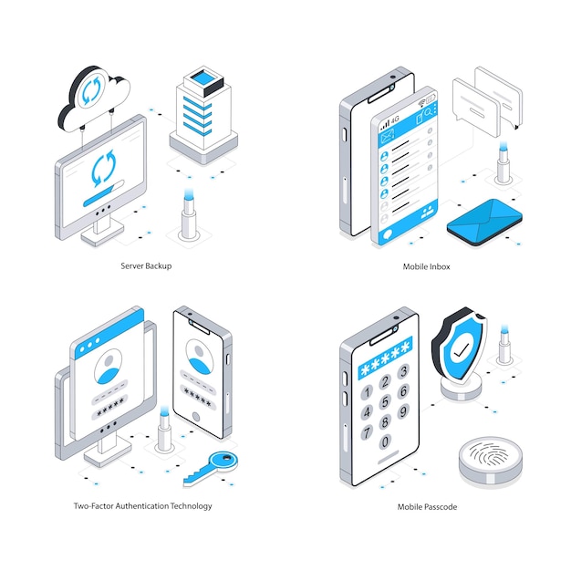 Internet Technology vector Isometric Illustration Eps 10 File Set 3
