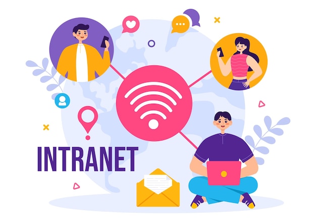 intranet internet network connection technology vector illustration to share information