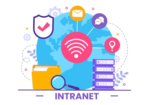 intranet internet network connection technology vector illustration to share information