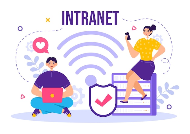 intranet internet network connection technology vector illustration to share information